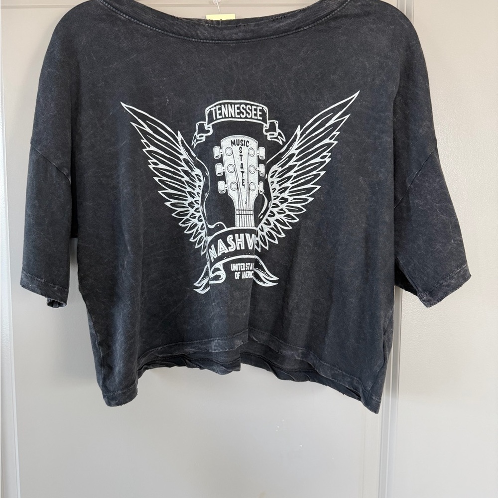 Nashville Graphic Black Crop Top